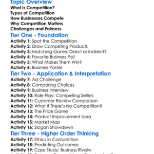 Competition In Business Worksheet Activity Booklet