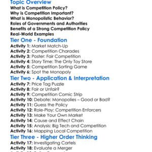 Competition Policy Worksheet Activity Booklet