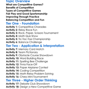 Competitive Games Worksheet Activity Booklet