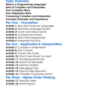 Compiler And Interpreter Basics Worksheet Activity Booklet