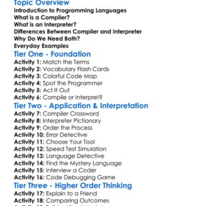 Compilers And Interpreters Worksheet Activity Booklet