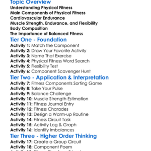 Components Of Physical Fitness Worksheet Activity Booklet