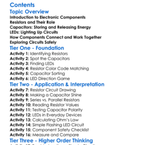 Components Resistors Capacitors Leds Worksheet Activity Booklet
