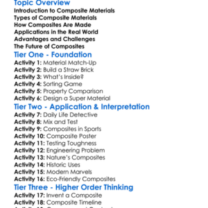 Composite Materials Worksheet Activity Booklet