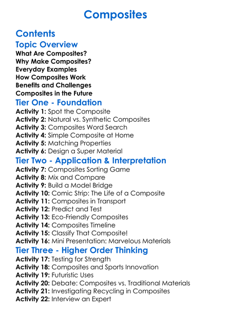 Composites Worksheet Activity Booklet