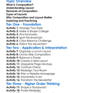 Composition And Layout Worksheet Activity Booklet