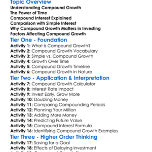 Compound Growth In Investing Worksheet Activity Booklet