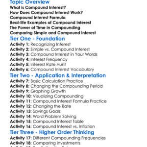 Compound Interest Explained Worksheet Activity Booklet