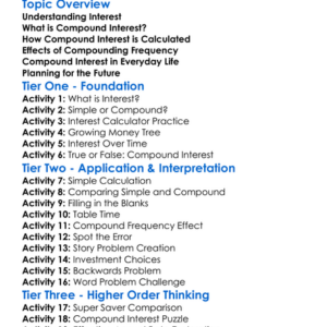 Compound Interest Worksheet Activity Booklet