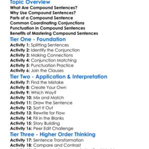 Compound Sentences Worksheet Activity Booklet