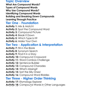 Compound Words Worksheet Activity Booklet