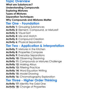Compounds And Mixtures Worksheet Activity Booklet