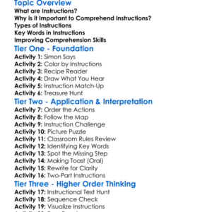 Comprehending Instructions Worksheet Activity Booklet