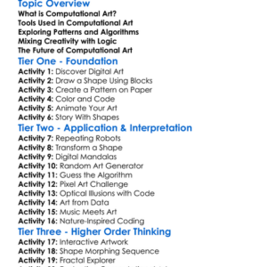 Computational Art Worksheet Activity Booklet