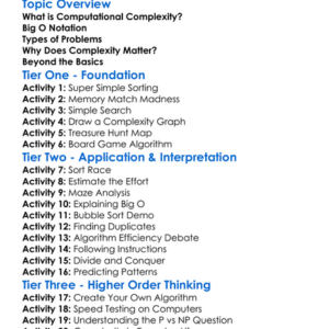 Computational Complexity Worksheet Activity Booklet