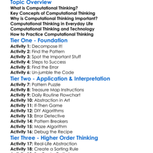 Computational Thinking Worksheet Activity Booklet