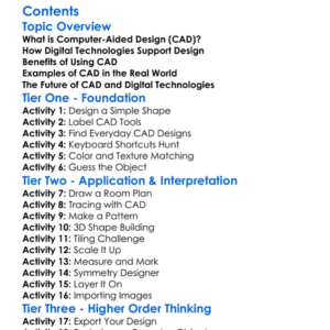 Computer-Aided Design Cad And Digital Technologies Worksheet Activity Booklet