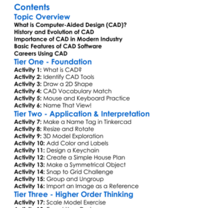Computer-Aided Design Cad Fundamentals Worksheet Activity Booklet