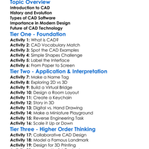 Computer-Aided Design Cad Worksheet Activity Booklet