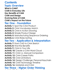 Computer-Aided Manufacturing Cam Worksheet Activity Booklet