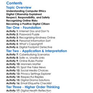 Computer Ethics And Digital Citizenship Worksheet Activity Booklet