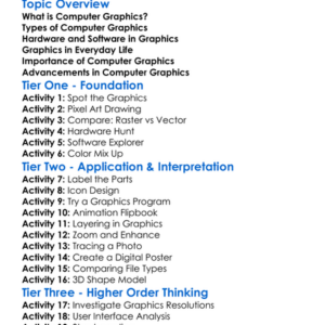 Computer Graphics Fundamentals Worksheet Activity Booklet