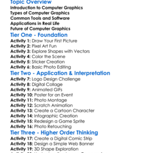 Computer Graphics Worksheet Activity Booklet