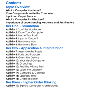 Computer Hardware And Architecture Worksheet Activity Booklet