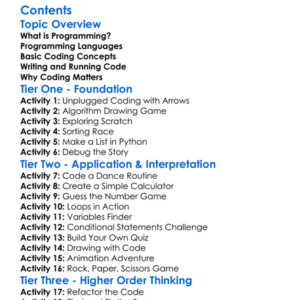 Computer Programming And Coding Fundamentals Worksheet Activity Booklet