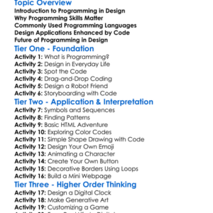 Computer Programming In Design Worksheet Activity Booklet