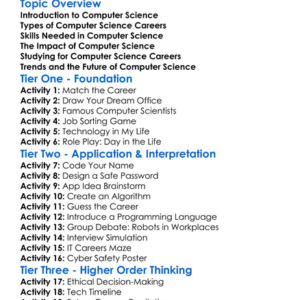 Computer Science Careers Worksheet Activity Booklet