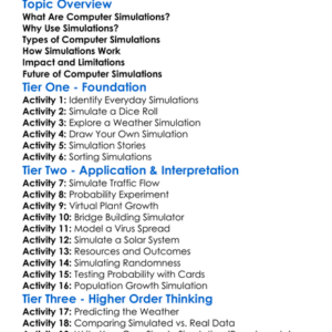 Computer Simulations Worksheet Activity Booklet
