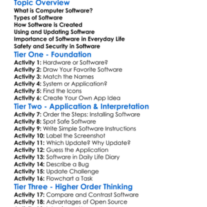 Computer Software Worksheet Activity Booklet