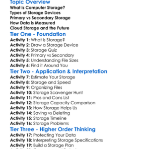 Computer Storage Worksheet Activity Booklet