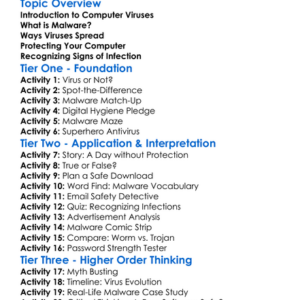 Computer Viruses And Malware Worksheet Activity Booklet