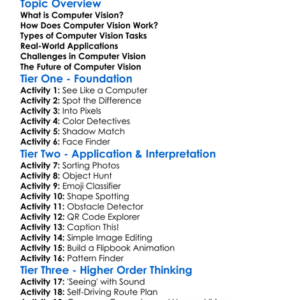 Computer Vision Worksheet Activity Booklet