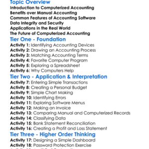 Computerized Accounting Worksheet Activity Booklet