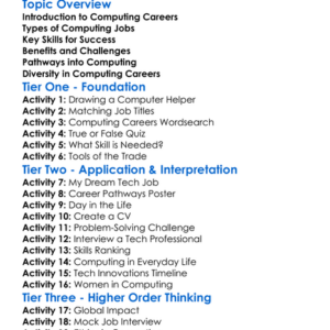 Computing Careers Worksheet Activity Booklet