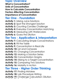 Concentration Worksheet Activity Booklet
