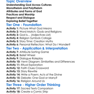 Concept Of God In Different Faiths Worksheet Activity Booklet