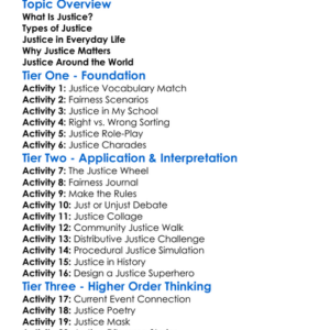 Concept Of Justice Worksheet Activity Booklet