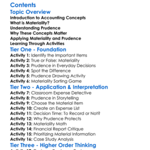 Concept Of Materiality And Prudence Worksheet Activity Booklet