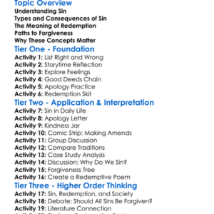 Concepts Of Sin And Redemption Worksheet Activity Booklet