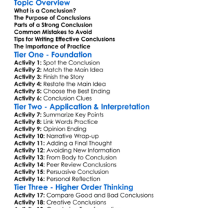 Conclusion Writing Worksheet Activity Booklet