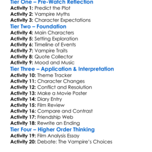 Confessions Of A Vampire 2017 Worksheet Activity Booklet