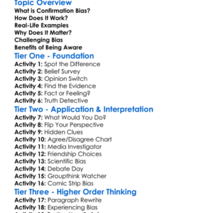 Confirmation Bias Worksheet Activity Booklet