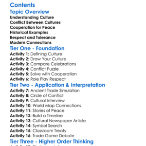 Conflict And Cooperation Among Cultures Worksheet Activity Booklet