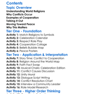 Conflict And Cooperation Among Religions Worksheet Activity Booklet