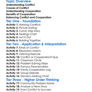 Conflict And Cooperation Worksheet Activity Booklet