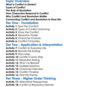 Conflict And Resolution In Stories Worksheet Activity Booklet